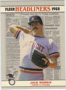 1988 Fleer Headliners Baseball Cards   003       Jack Morris